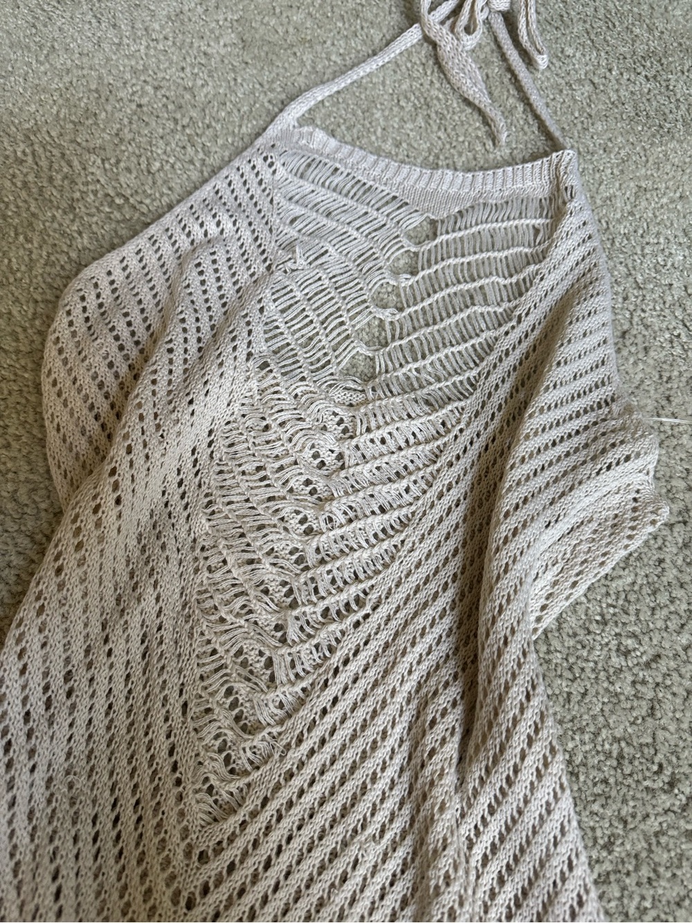 Crochet Halter Swim Coverup Dress in Cream beach sexy - Picture 2 of 3
